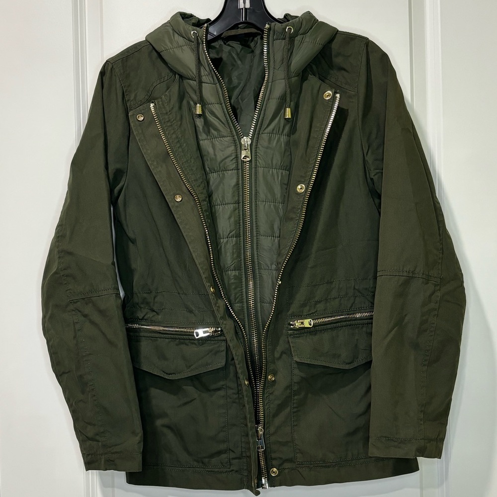 TopShop Olive Green Hooded Utility Jacket Size 2
